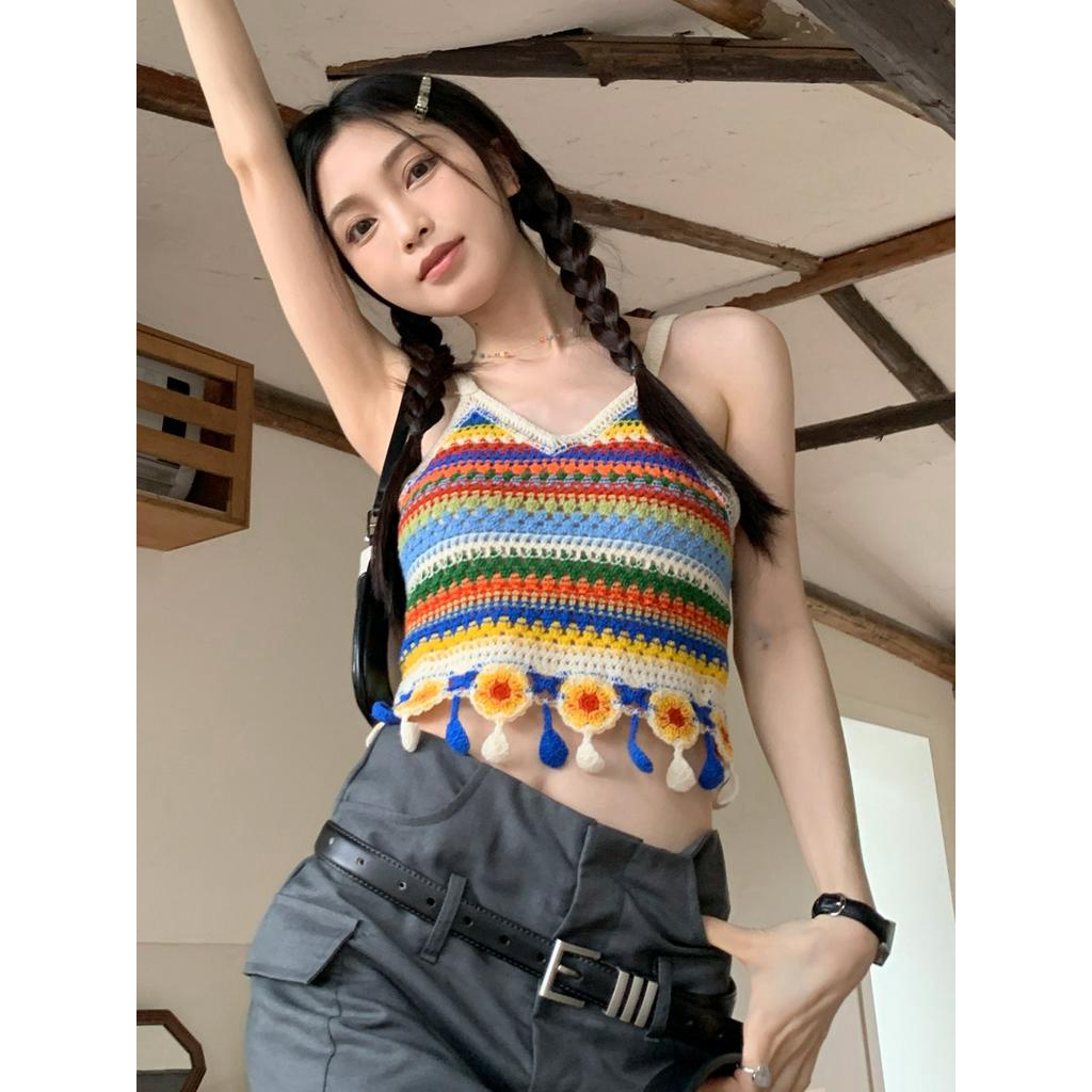 63527 Áo Yếm Dệt Kim Sọc Đầy Màu Sắc Gợi Cảm