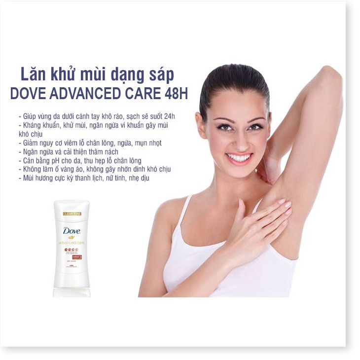 [Mã chiết khấu giảm giá mỹ phẩm chính hãng] Lăn Khử Mùi Dove Advanced Care 48h