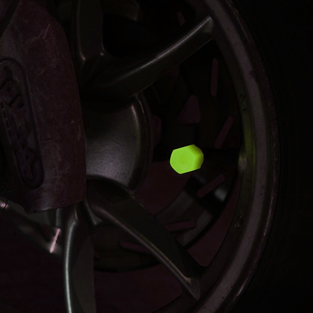 Set 1 / 4 Nắp Van Lốp Xe Hơi / Xe Máy Chống Bụi Màu Vàng Lá Dạ Quang Thông Dụng