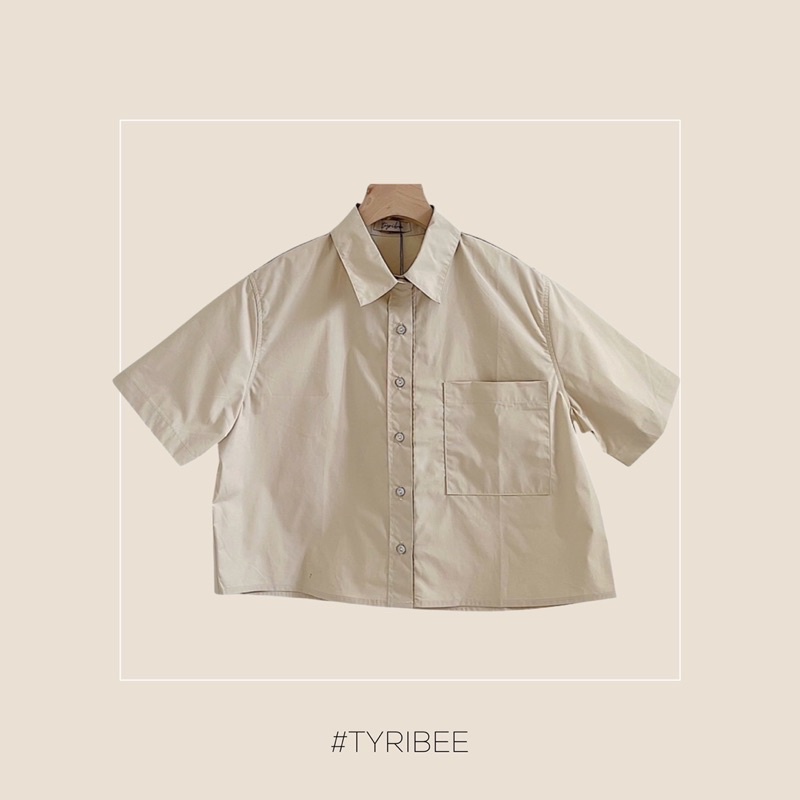 Áo sơ mi nữ croptop TN tay ngắn túi vuông chất cotton Poplin nhiều màu - Hanie Top -  Tyribee Clothing
