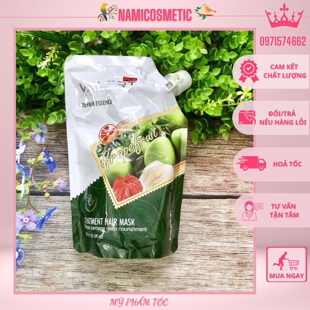 Hấp Ủ Phục Hồi Bưởi Grapefruit Valer Siêu Mềm Mượt Ngăn Rụng Tóc Dạng Túi 500ML Hàng Chính Hãng