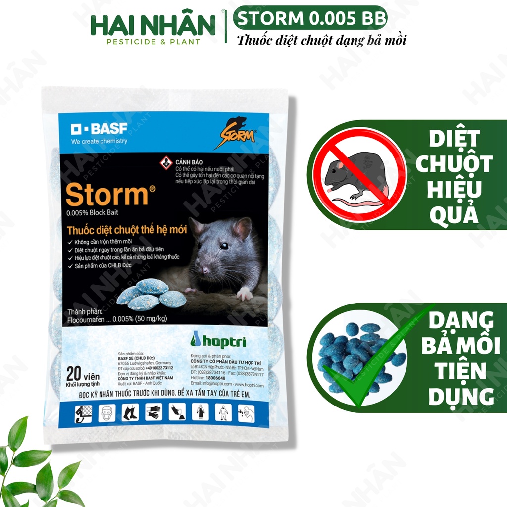 Thuốc diệt chuột Storm dạng viên nén trộn sẵn - gói 20 viên (Hàng hiệu của Đức, Hợp Trí phân phối)