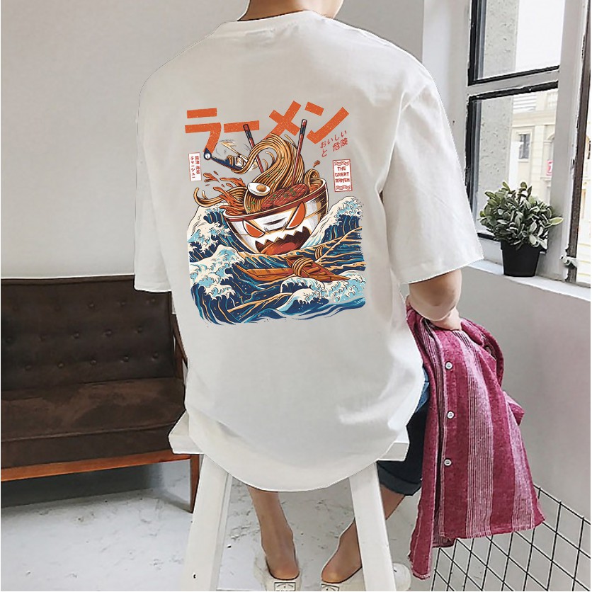 Áo phông rộng nam nữ unisex Hàn Quốc Mì RAMEN phong cách Ulzzang tee basic oversize áo tay lửng streetwear
