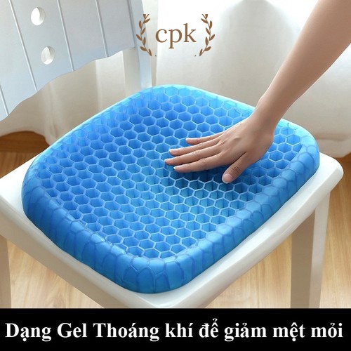 Đệm ngồi 3D cao cấp thoáng khí - Nệm lót ghế gel silicon tổ ong chống ê mông, mỏi lưng