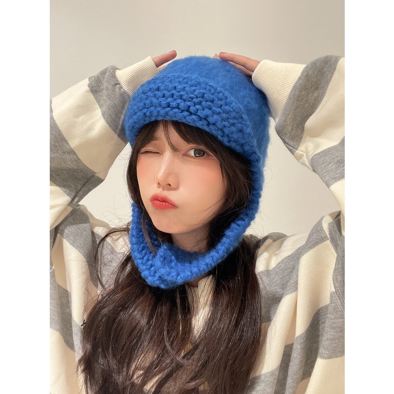 Mũ Len Dệt Kim Thủ Công Bảo Vệ Tai Phong Cách Retro Mùa Thu Đông Dành Cho Nữ