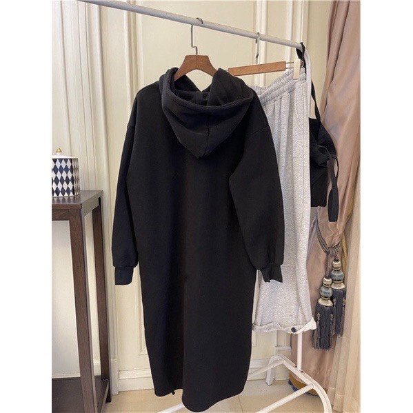 Váy Nỉ Suông Dáng Dài - Váy Hoodie Nỉ Dày Dặn Có Mũ Siêu Đẹp