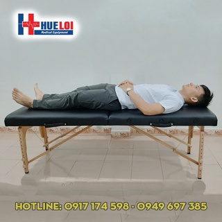 Giường gấp gọn chân gỗ cao cấp, giường spa trị liệu, xoa bóp, châm cứu bấm huyệt