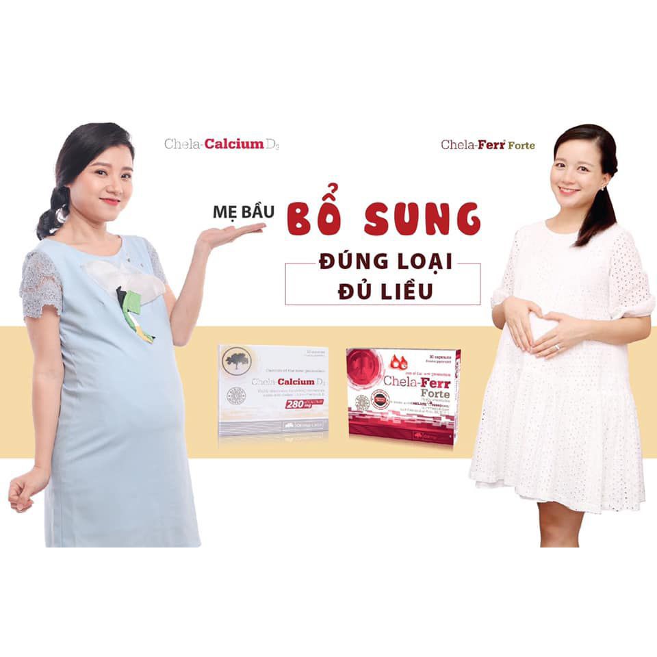 Combo Chela Calcium - Chela Ferr Forte - Bổ sung Canxi, Sắt, D3, C, B6, B12, Iron. Giúp mẹ khỏe, bé phát triển toàn diện