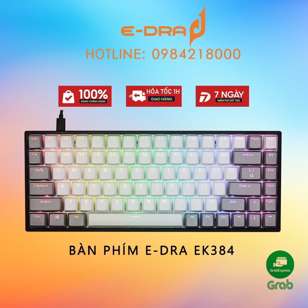 Bàn Phím Cơ E-Dra EK384 Đèn Led RGB (HUANO Switch) - BH 2 Năm Chính Hãng