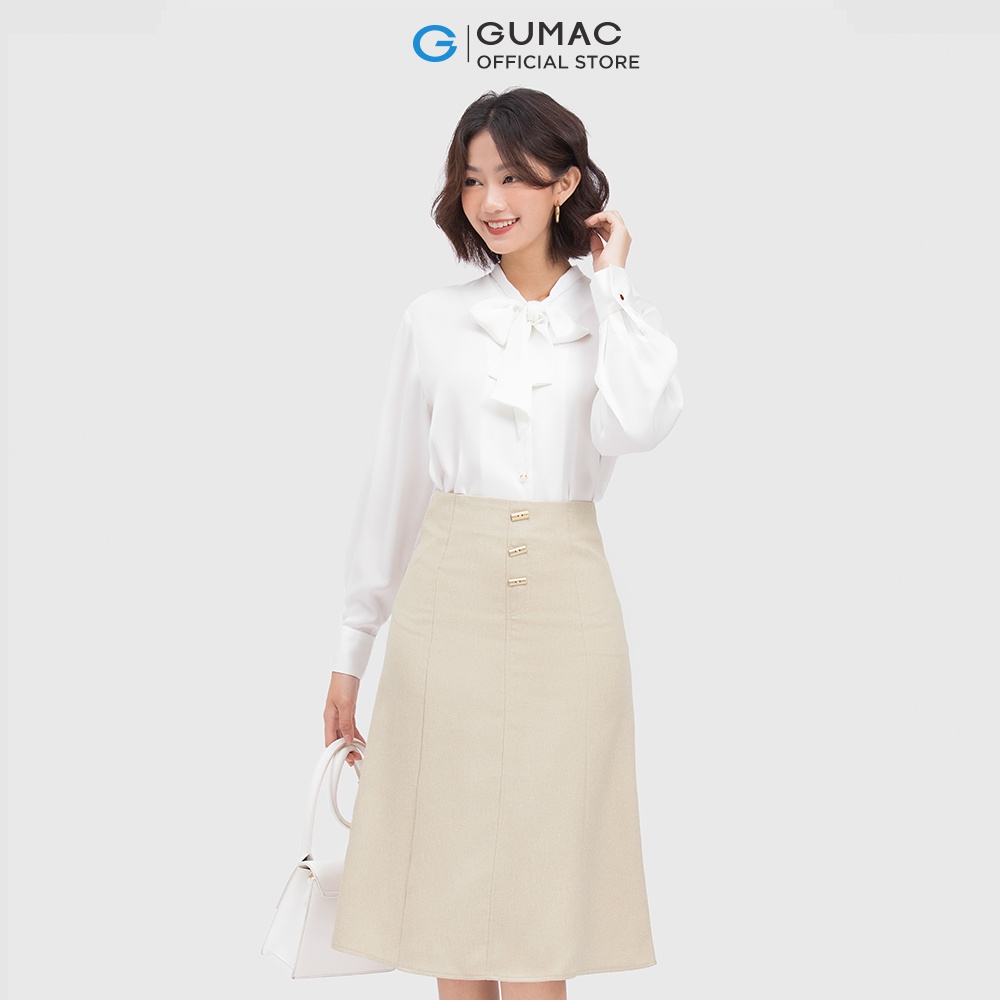 [Mã WABRGUM giảm 10% tối đa 30K đơn 99K] Áo sơ mi kiểu nữ cột nơ cổ thời trang GUMAC AC04003