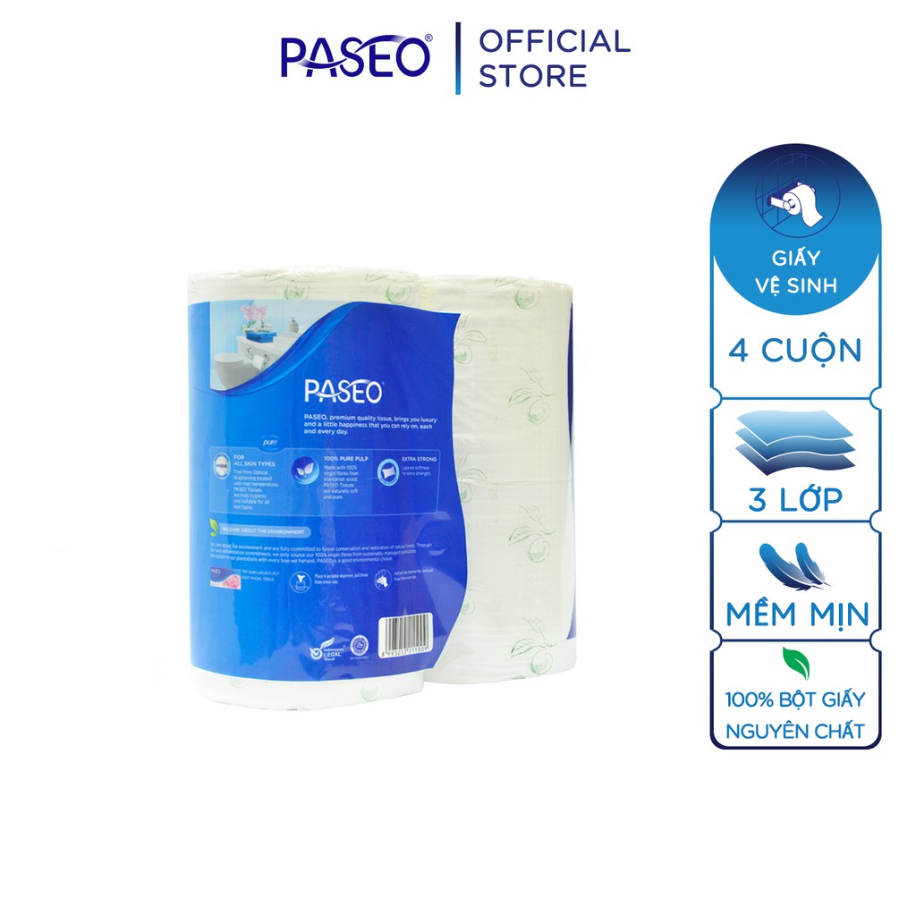 Giấy vệ sinh cao cấp Paseo dai, mềm mịn trơn/in hoa /lốc