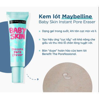 Kem Lót Maybelline Làm Mịn Da, Che Khuyết Điểm, Se Khít Lỗ Chân Lông Maybelline Baby Skin Pore Eraser 22ml