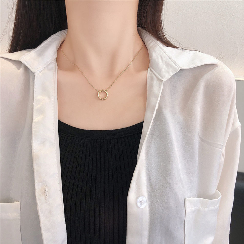 Dây chuyền mặt dây hình tròn màu vàng thời trang sành điệu cho nữ Yanqueens Trang sứ Quà tặng