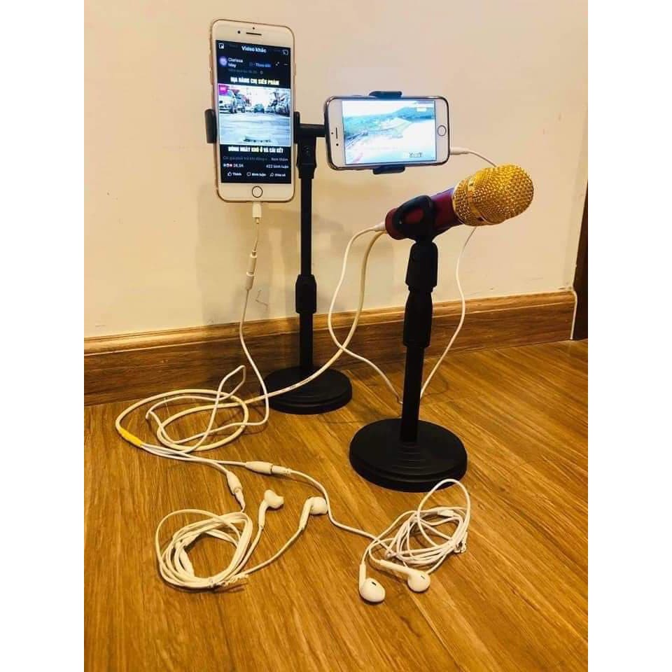 Combo giá đỡ 2 điện thoại + giá đỡ mic