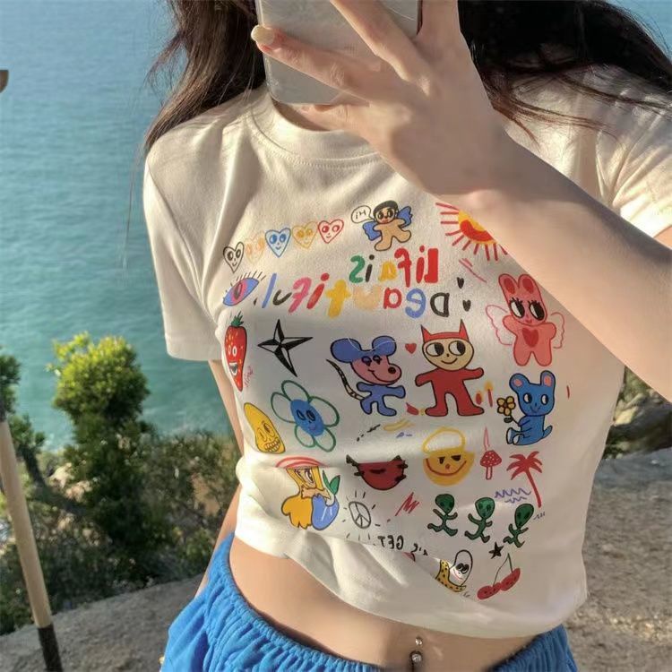 Áo Thun Tay Ngắn Thiết Kế Mỏng Kiểu Dáng Mới Quyến Rũ Thời Trang Dành Cho Nữ