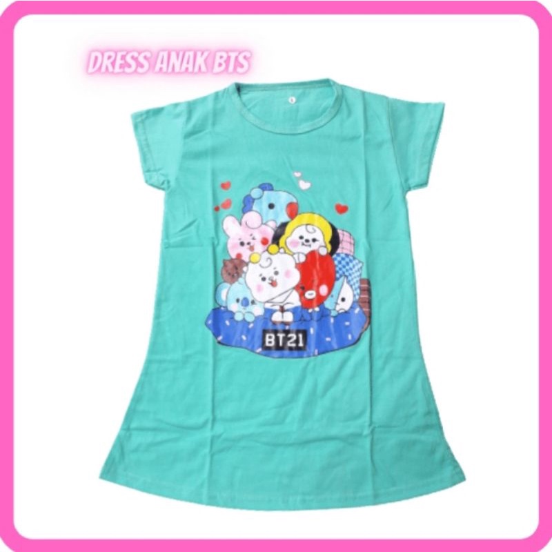 Đầm Cotton Tay Ngắn Họa Tiết Bts Nhiều Màu Sắc Cho Bé Gái Từ 1 2 3 4 5 6 Tuổi 30S