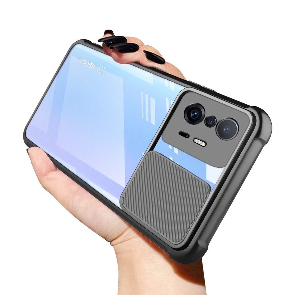 Ốp Điện Thoại Trong Suốt Có Thanh Trượt Bảo Vệ Ống Kính Máy Ảnh Cho Xiaomi 10T Lite 11T Pro Mi Note 10 Lite Redmi Note 11 10 Pro Max 10S 11S