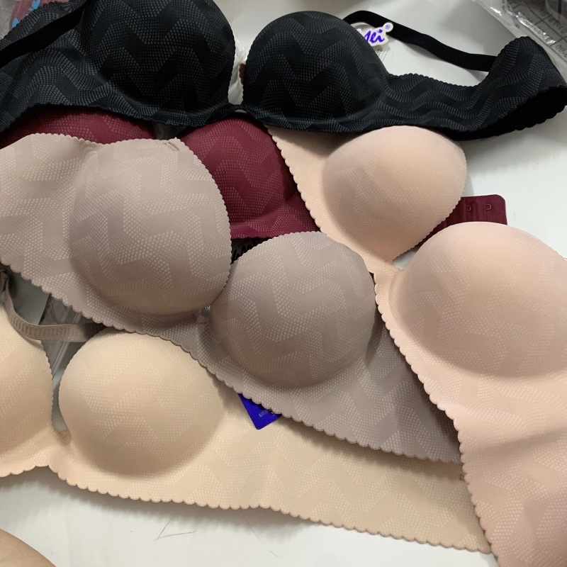 Áo lót nữ su đúc vân sọc không gọng, đệm bàn tay nâng đẩy ngực đẹp L2032. Ảnh và video thật.