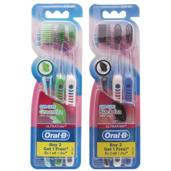 VỈ 3 BÀN CHẢI ĐÁNH RĂNG ORAL-B ULTRA THIN GUM CARE GREEN TEA/ BLACK TEA/ BÀN CHẢI ORAL B