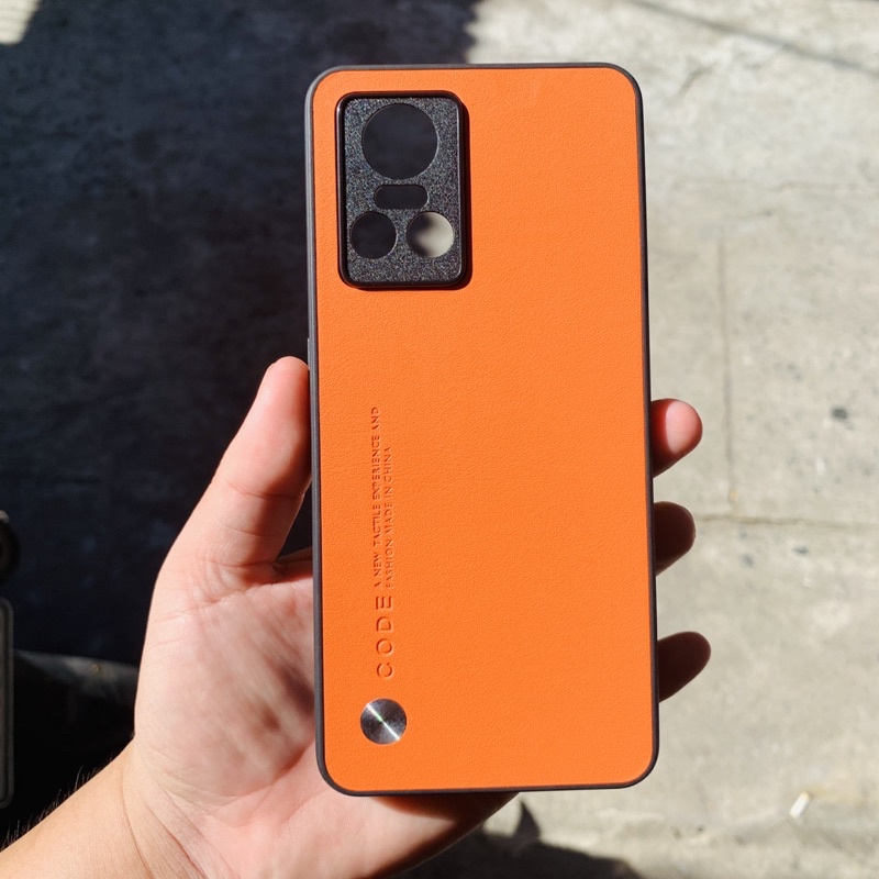 Realme GT neo 3 ốp lưng da PU phong cách chống bám vân tay bảo vệ Camera sau cho GTneo 3 màu đen cam cao cấp