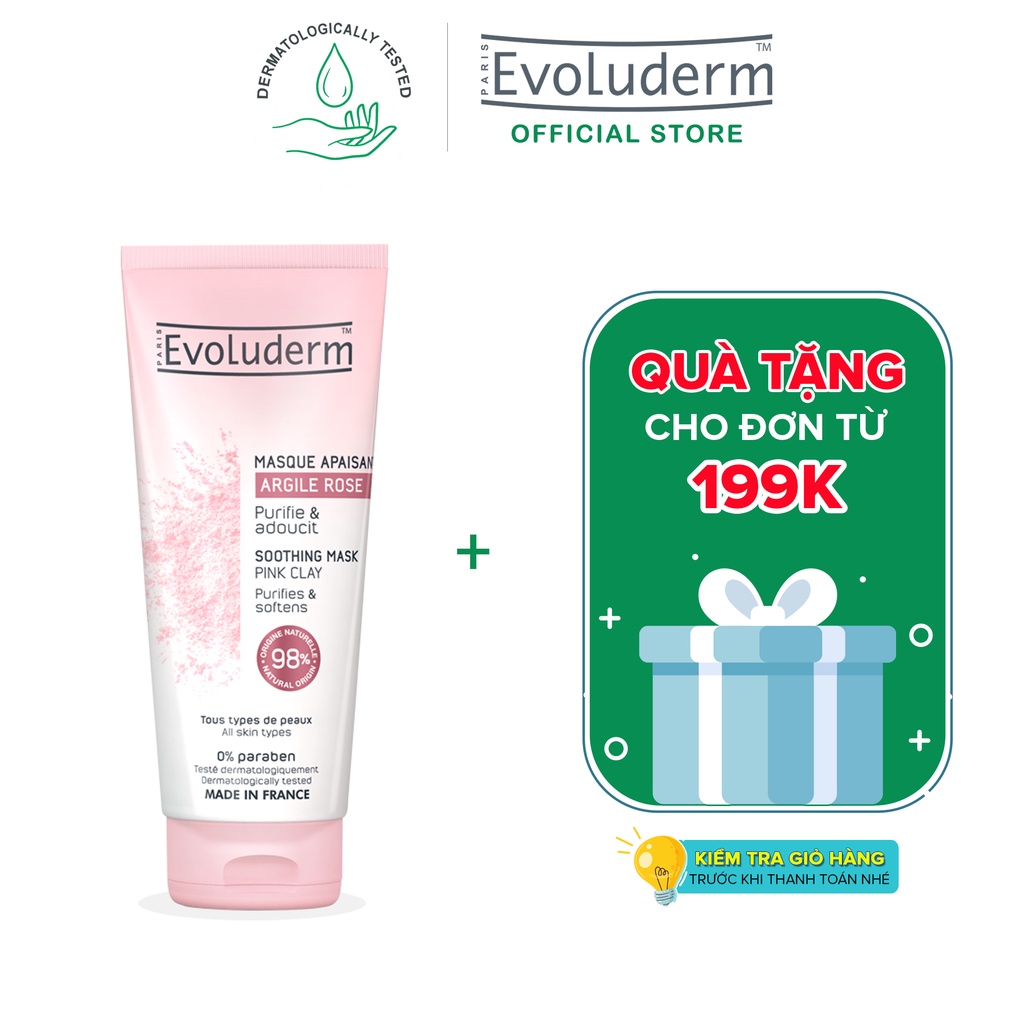 Mặt nạ làm dịu da Evoluderm tinh chất đất sét hồng 100ml - 98% thành phần tự nhiên