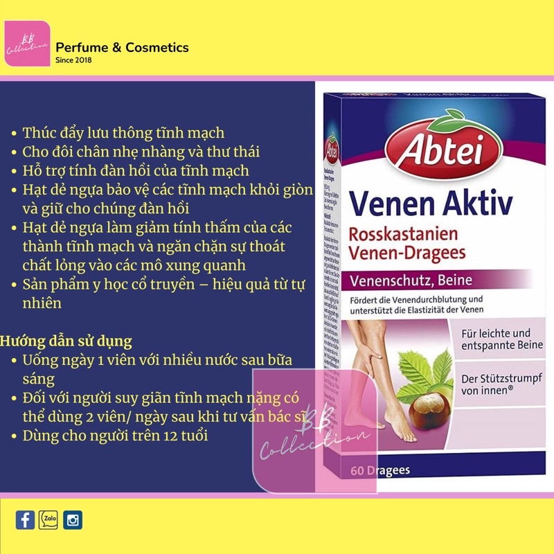 Viên uống Abtei Venen Aktiv Dragees giãn tĩnh mạch