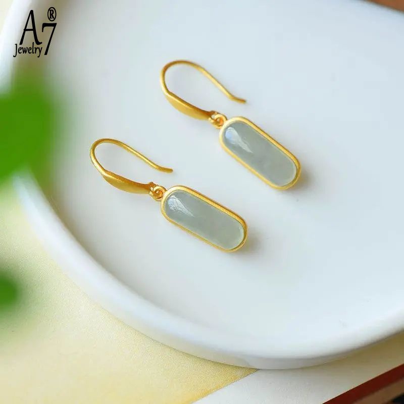 Bông Tai Bạc A7 S925 Đính Đá Ngọc Bích Đơn Giản Thời Trang Làm Quà Tặng Cho Ngày Valentine