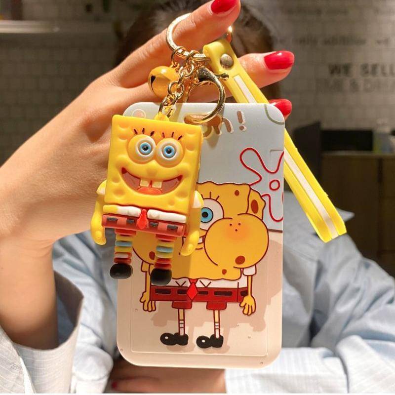 ⭐ iLado ⭐ Thẻ dây đeo thẻ sinh dễ thương SpongeBob búp bê bọc căn cước thẻ hoc thẻ đi làm viên Vỏ bảo vệ bao đựng thẻ học sinh phù hiệu học sinh dây đeo bảng tên dây đeo bảng tên đồ dùng học sinh
