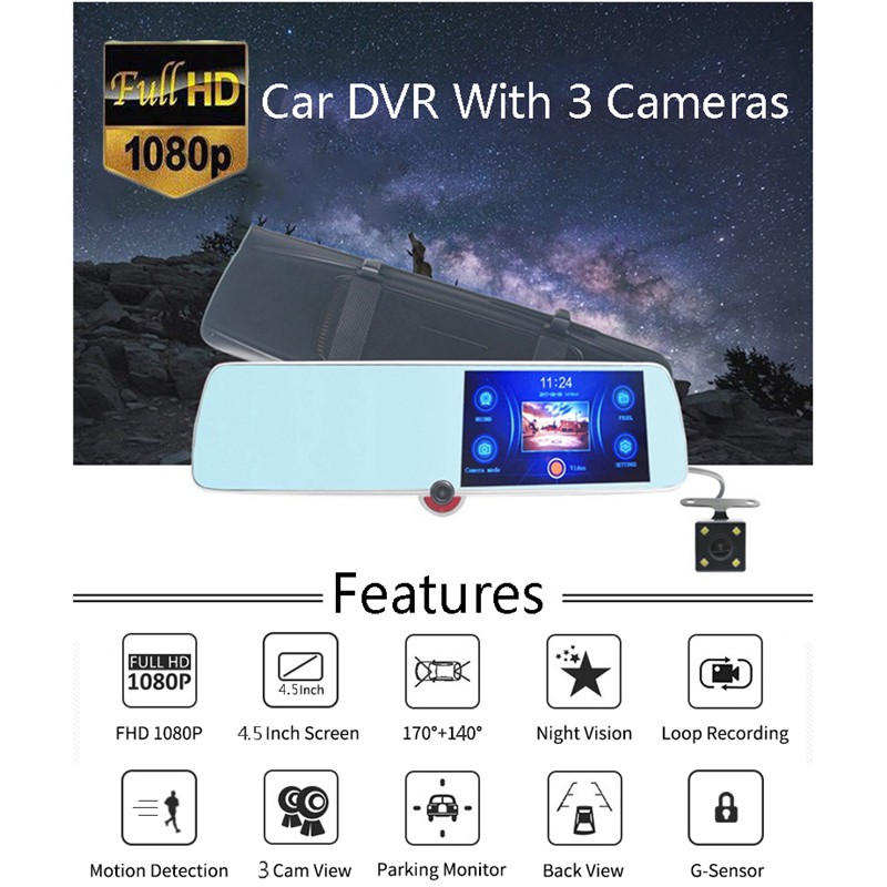 Máy Quay Hành Trình Màn Hình 4.5 Inch 3 Inch Full Hd 1080p G4 Cho Xe Hơi | BigBuy360 - bigbuy360.vn