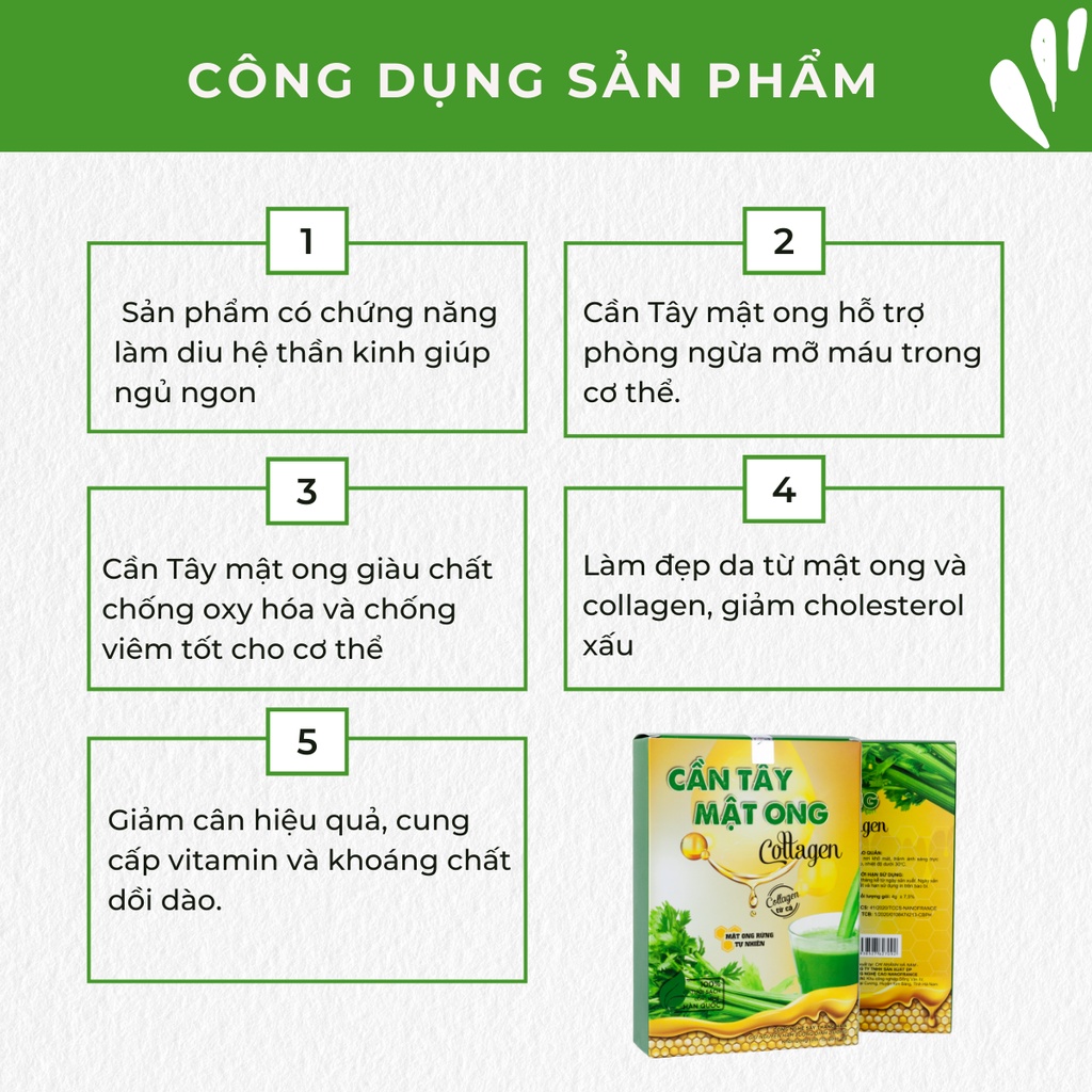 Bột cần tây mật ong collagen giảm cân chính hãng thanh lọc cơ thể