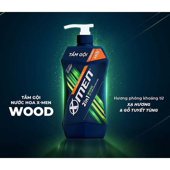Dầu tắm gội hương nước hoa 2in1 XMen Wood 650g