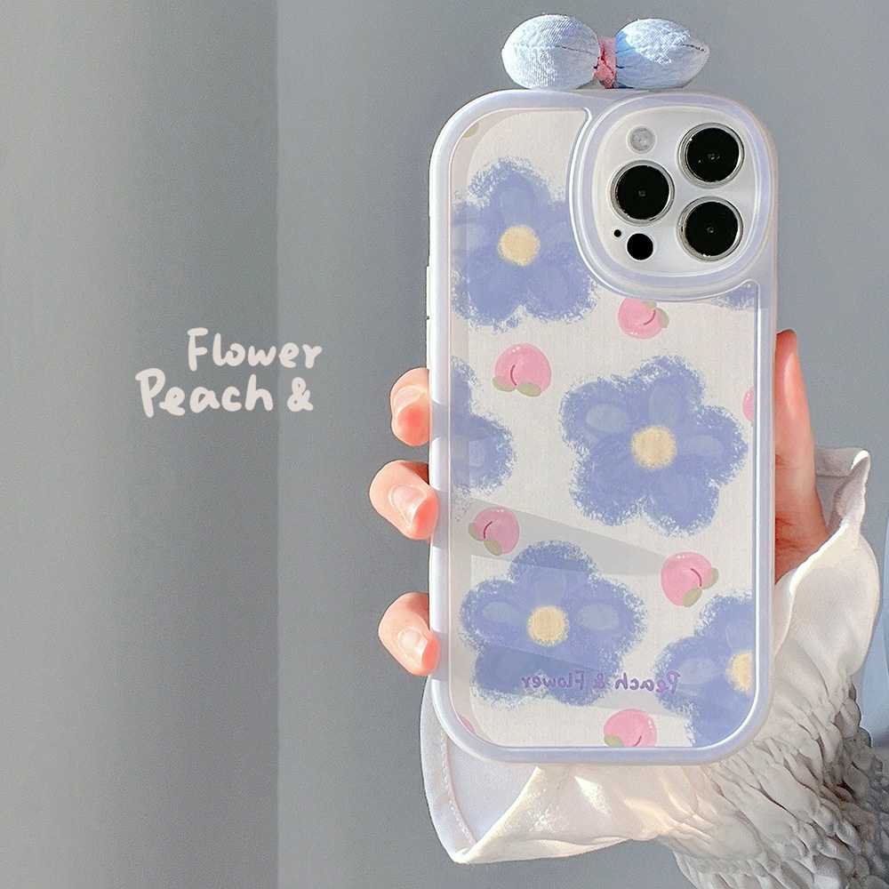 Ốp lưng iphone Ốp Điện Thoại Đính Nơ Màu Xanh Dương Xinh Xắn Cho iphone13promax iPhone 12 8 xs 11 7/8/PLUS/11/XR/XSMAX Dinuo case-III/TX