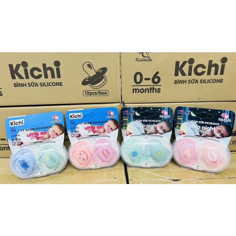 Ti giả Kichi Ultra Air chỉnh nha, thông khí, đầu dẹt siêu mềm cho bé [Hàng chính hãng]