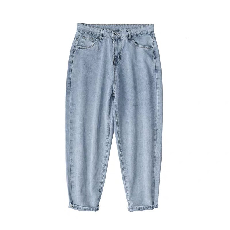 QUẦN BAGGY JEANS XANH NHẠT TRƠN (có hình chụp thật)