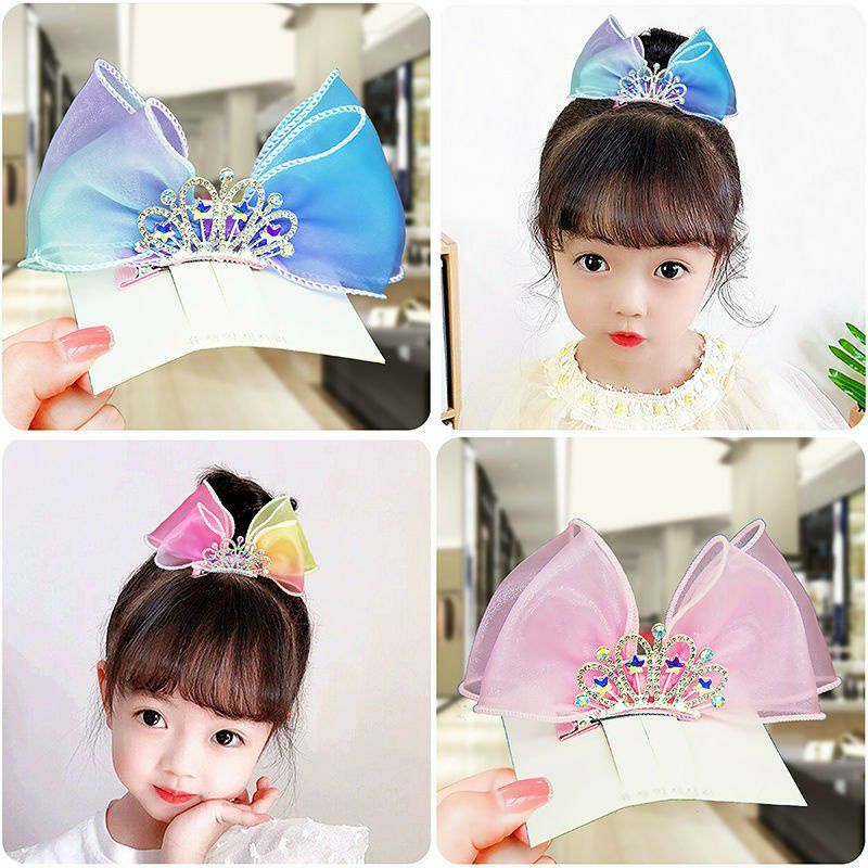 Kẹp Tóc Hình Vương Miện Phối Lưới Xinh Xắn Cho Bé Gái(TN)