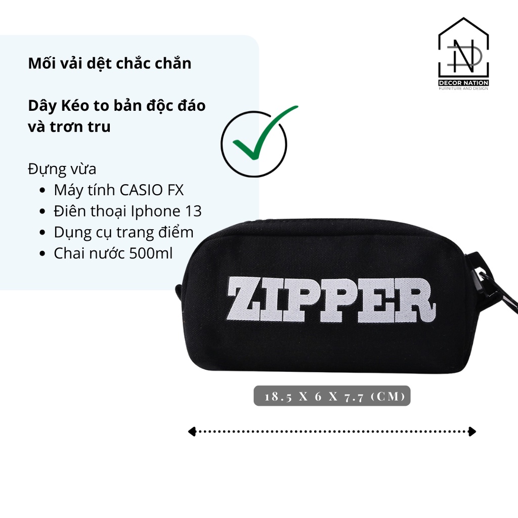 Bóp Đựng Viết Thời Trang ZIPPER Đựng Điện Thoại, Máy Tính, Dụng Cụ Trang Điểm, Mỹ Phẩm Unisex