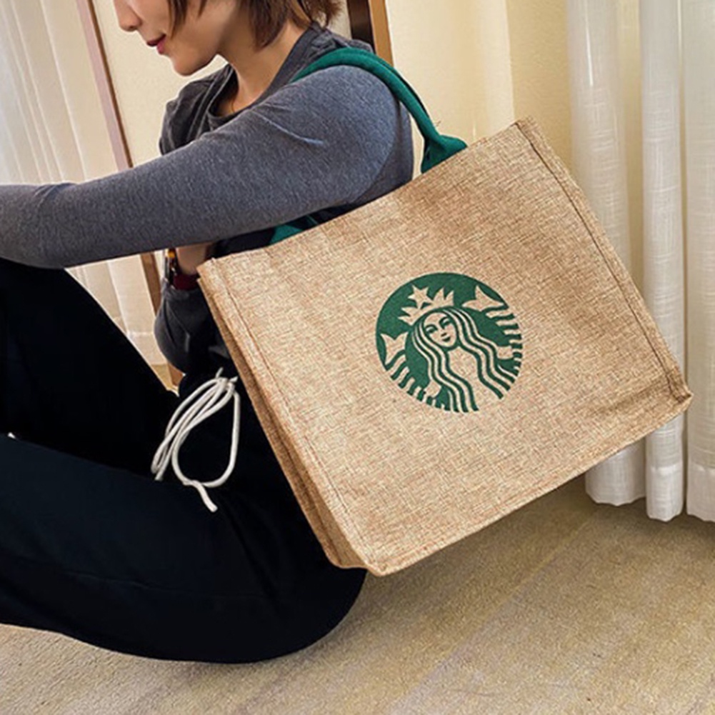 Túi tote vải bố Starbucks đựng bữa trưa