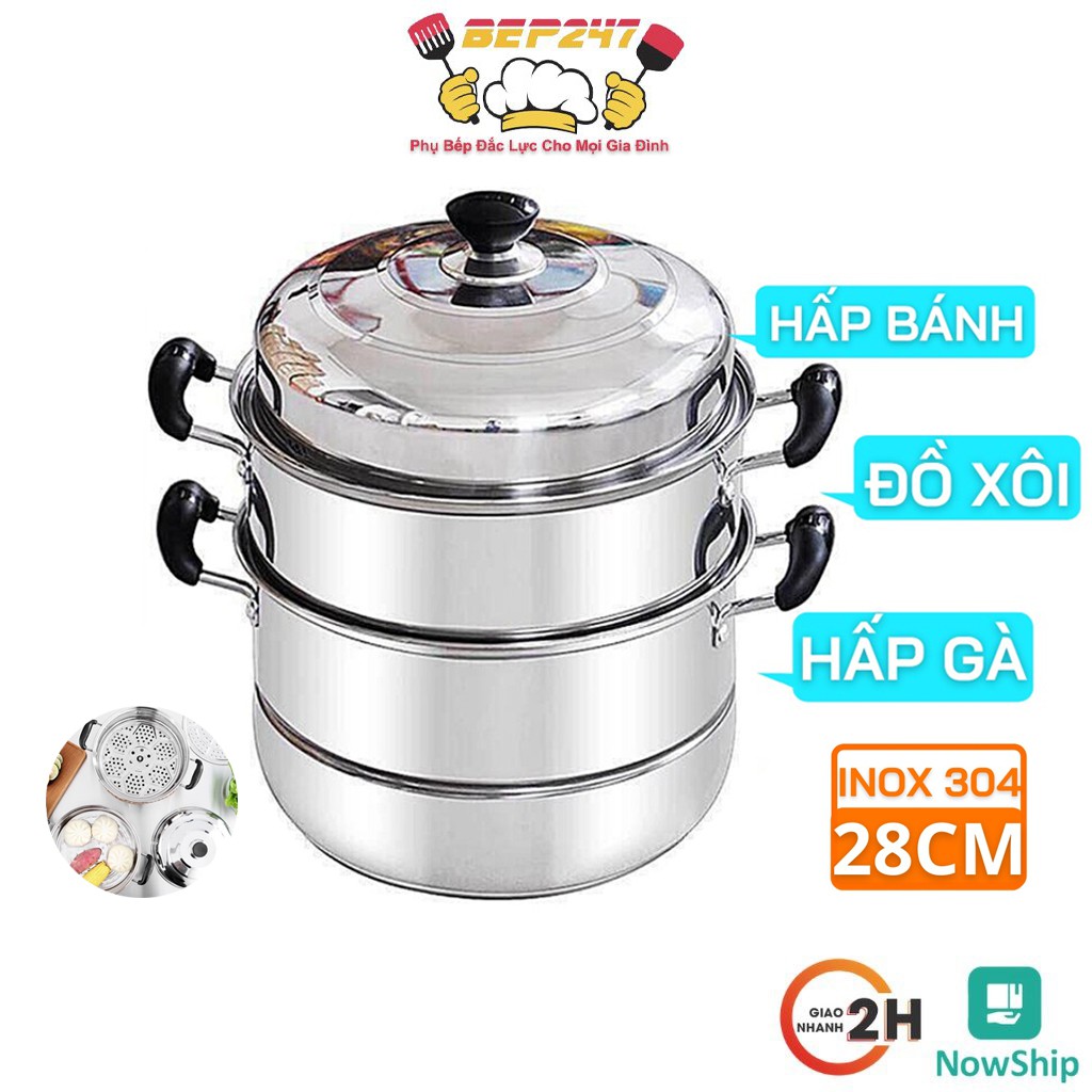 Nồi Hấp Inox 3 Tầng Đa Năng, Dùng Được Cho Cả Bếp Gas Và Bếp Từ - Giúp Cho Việc Nấu Ăn Dễ Dàng Hơn