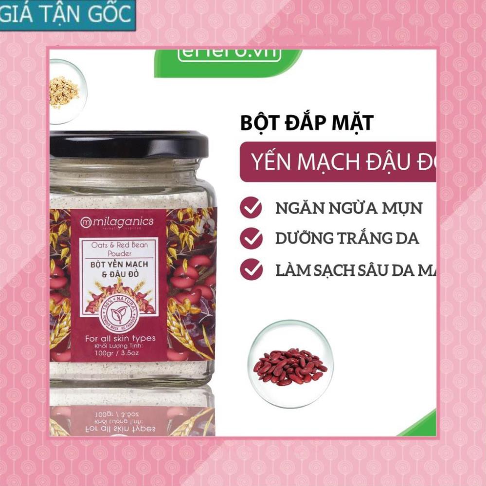 [GIÁ TẬN GỐC] Bột Yến Mạch Đậu Đỏ Nguyên Chất Đắp Mặt Nạ Ngăn Ngừa Mụn, Dưỡng Da Trắng Mịn MILAGANICS 100g (Hũ) [EH]