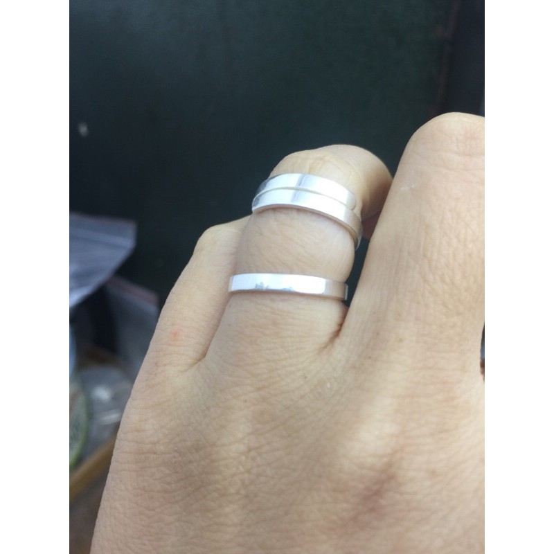 Nhẫn trơn bản vuông 3-4ly freesize bạc ta NGỌC MẬU