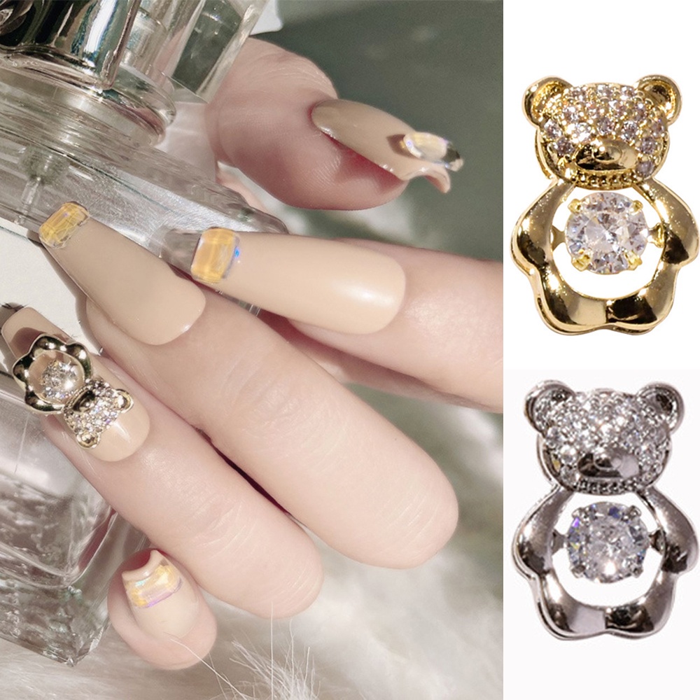 [Hàng mới về] Phụ kiện trang trí móng tay hình gấu 3d nhiều màu sang trọng
