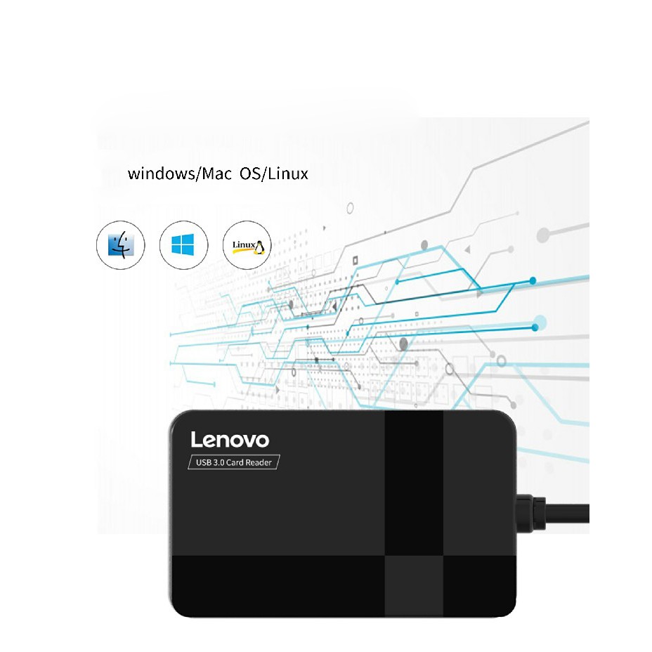 Đầu đọc thẻ USB 3.0 Lenovo D302 4 trong 1 (TF, SD, CF, MS) - Hàng Chính Hãng