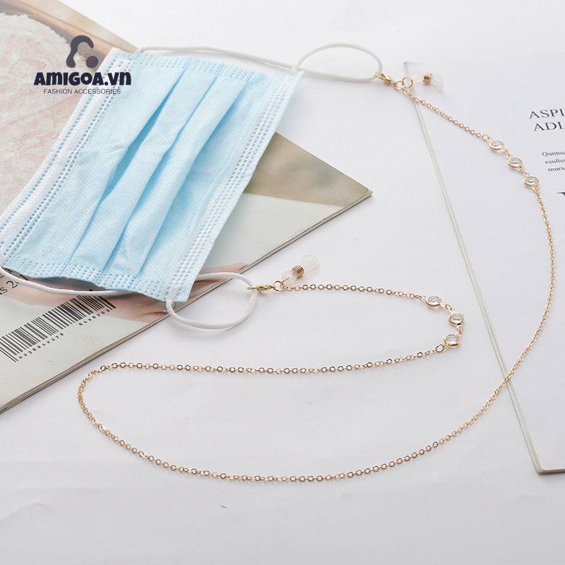 Dây Đeo Mắt Kính Đính Đá Kim Loại Chống Thất Lạc Có Thể Điều Chỉnh