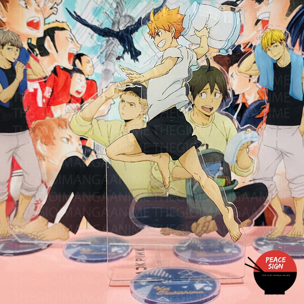 Standee HAIKYUU!! ver TRƯỚC GIỜ NGỦ mô hình Vua Bóng Chuyền mica trong anime chibi trưng bày