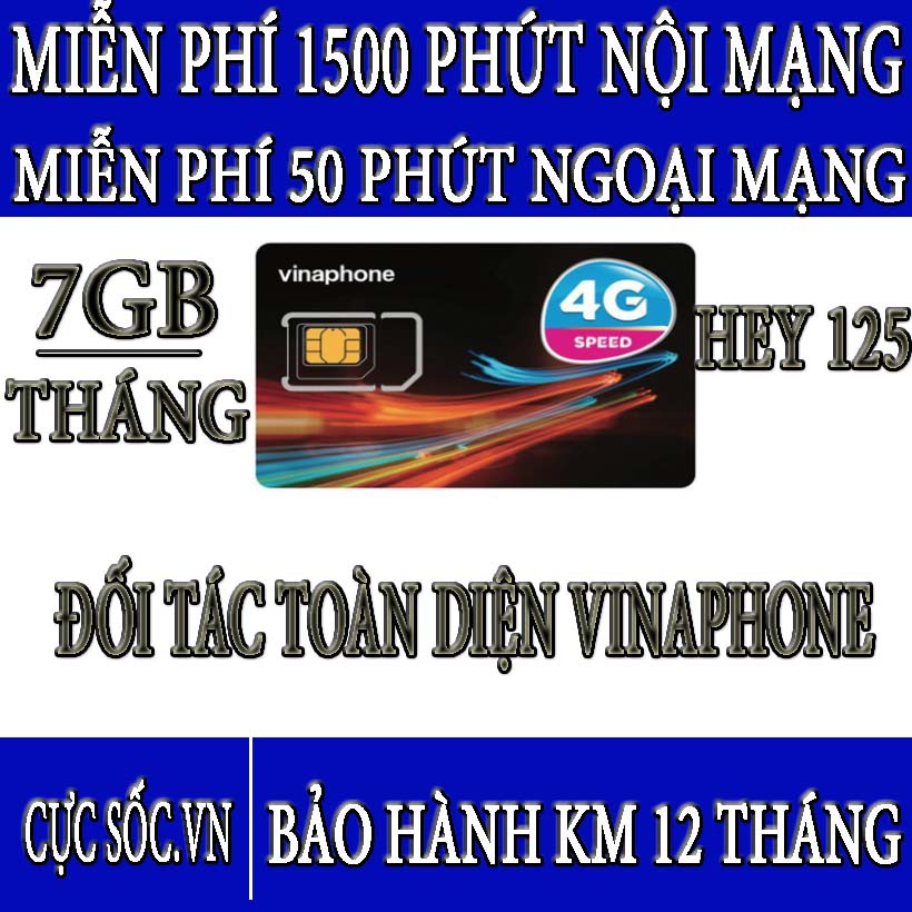 Sim 4G Vinaphone 10 Số HEY125-Tặng 7GB/Tháng + Nghe Gọi Miễn Phí