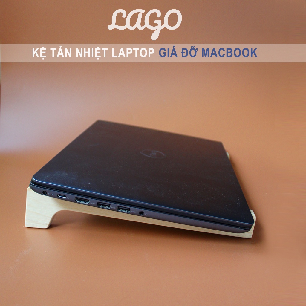 Giá đỡ laptop tản nhiệt gấp gọn bằng gỗ, kệ laptop để bàn LAGO Kê máy tính xách tay, đế macbook