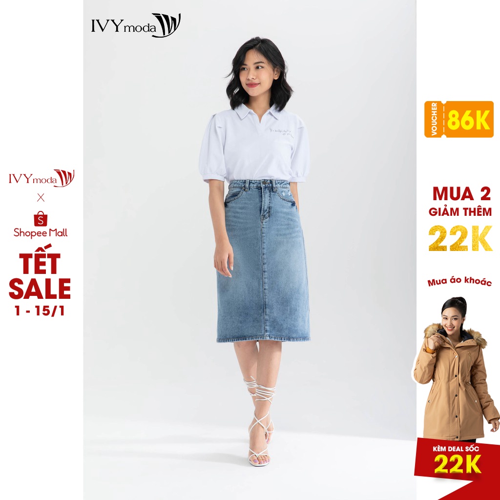 Áo polo dáng croptop nữ IVY moda MS 57B8511