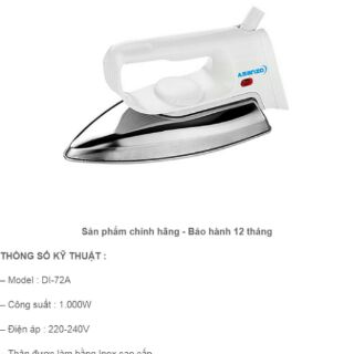 Bàn ủi khô Asanzo DI-72A