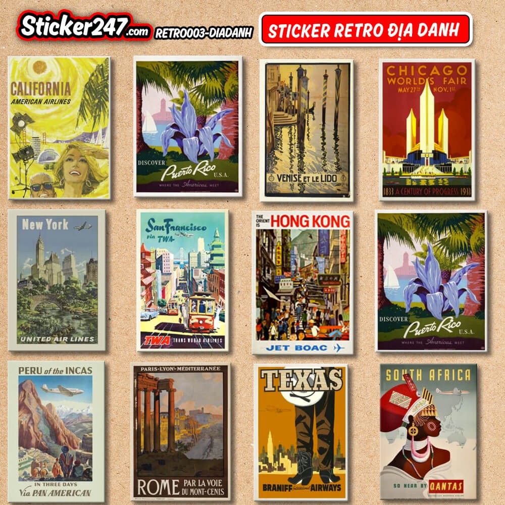 Sticker Địa Danh Vintage 𝑭𝒓𝒆𝒆𝒔𝒉𝒊𝒑 Sticker Dán Mũ Bảo Hiểm, Dán Vali, Laptop, Đàn Guitar - Hình dán chống thấm nước