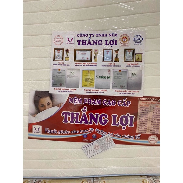 Nệm cao su FOAM CAO CẤP THẮNG LỢI dày 12 phân kèm quà tặng
